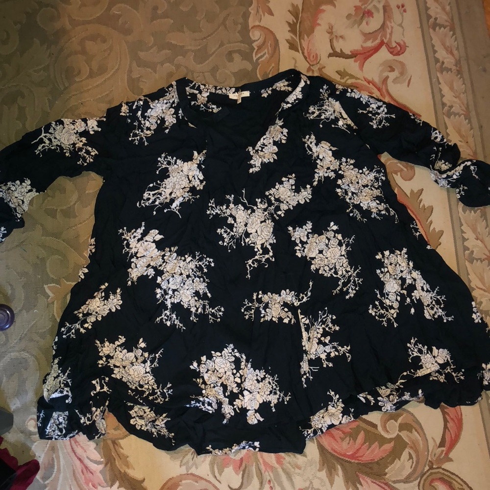 Green Flower long sleeve dress